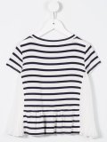 floral embroidery striped T-shirt