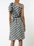 plaid taffeta one shoulder dress