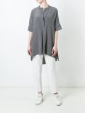 patch pockets mandarin neck shirt