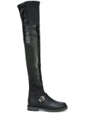 smocked thigh high boots