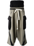 striped detail drop-crotch trousers