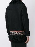 embroidered hem double breasted coat