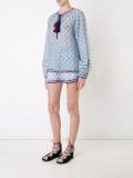 geometric print tassel blouse