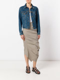 Asymmetric ruched midi skirt