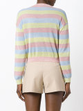 ruffled trim striped sweatshirt 
