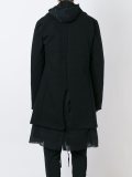 layered hem hooded coat
