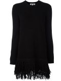 fringed hem knit dress