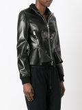 peplum hem leather jacket