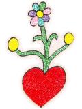 floral heart beaded velcro patch