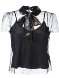 neck tie sheer blouse