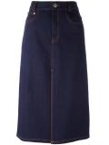 denim front split skirt