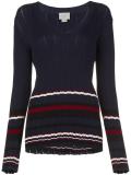 striped v-neck jumper