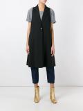 flared sleeveless midi coat