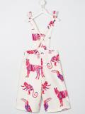 animal printed dungarees