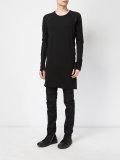 leather trim T-shirt 