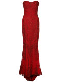strapless embroidered gown