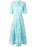 berry lace neck tie dress