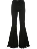 frayed flared trousers 