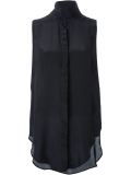 sleeveless wrap neck shirt
