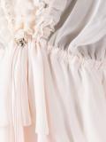ruffle trim sheer panel dress