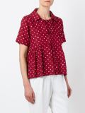 dots print lace detailing blouse