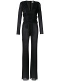 pleated deep v-neck jumpsuit