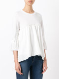 three-quarters sleeve ruffled blouse