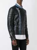 denim panel biker jacket