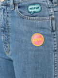 embroidered patch straight jeans