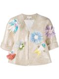 appliquéd floral jacquard jacket