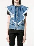 sleeveless frayed denim jacket 