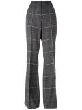 checked flared trousers