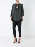'CDC' picot ruffle blouse