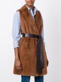 sleeveless belted jacket