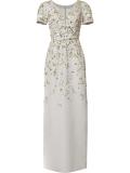 embroidered cap sleeve gown
