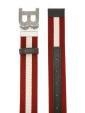 logo buckle stripe belt