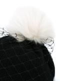 pompom veil beanie