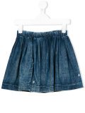 pleated denim skirt