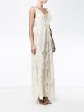 floral embroidered ruffled gown