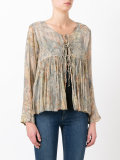 palms print ruffled blouse