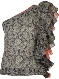 ruffled one-shoulder floral top
