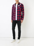 stars print checked shirt 