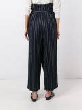 belted loose-fit striped trousers