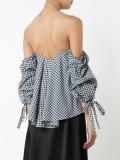 off-shoulders checked blouse