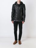 hooded leather jacket 