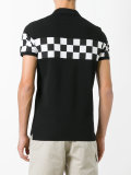 checkerboard panel polo shirt