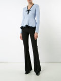 ruffled lace-up V-neck top