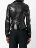 peplum hem leather jacket