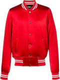 striped trim bomber jacket