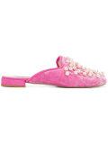 pearl and velvet slippers